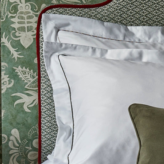 Heritage Oxford Pillowcase- White With Canopy Green Trim