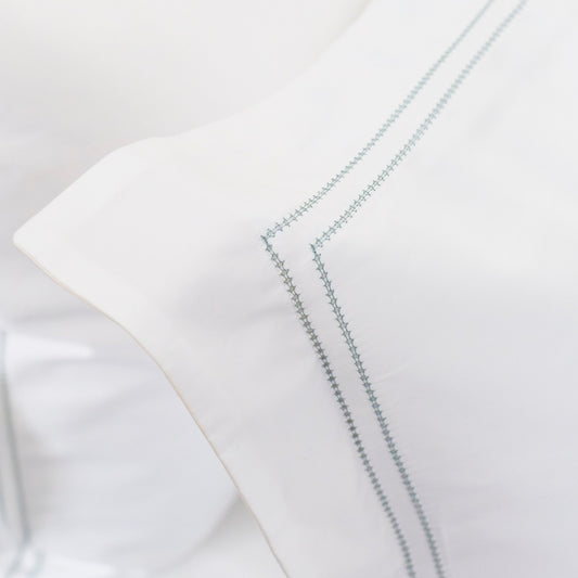 The Restoration Collection Double Hemstitch Oxford Pillowcase - Ethereal Blue - London and Avalon