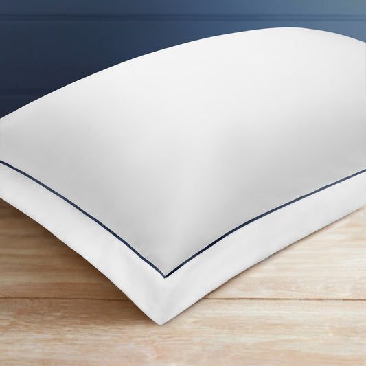 Heritage Collection Signature Style Oxford Pillowcase - White With Navy Trim
