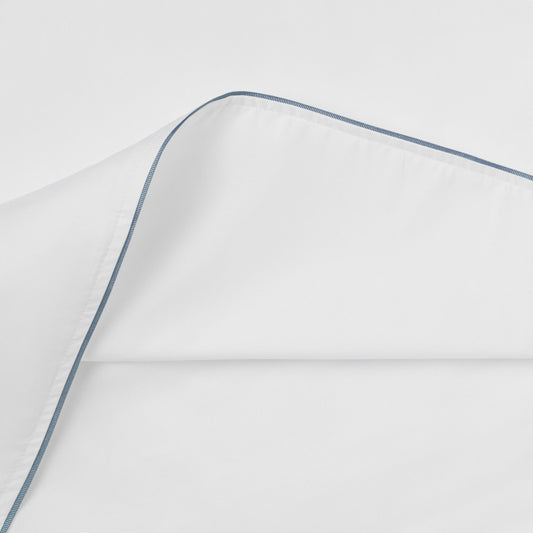 Island Duvet Cover - White With Boston Blue Trim