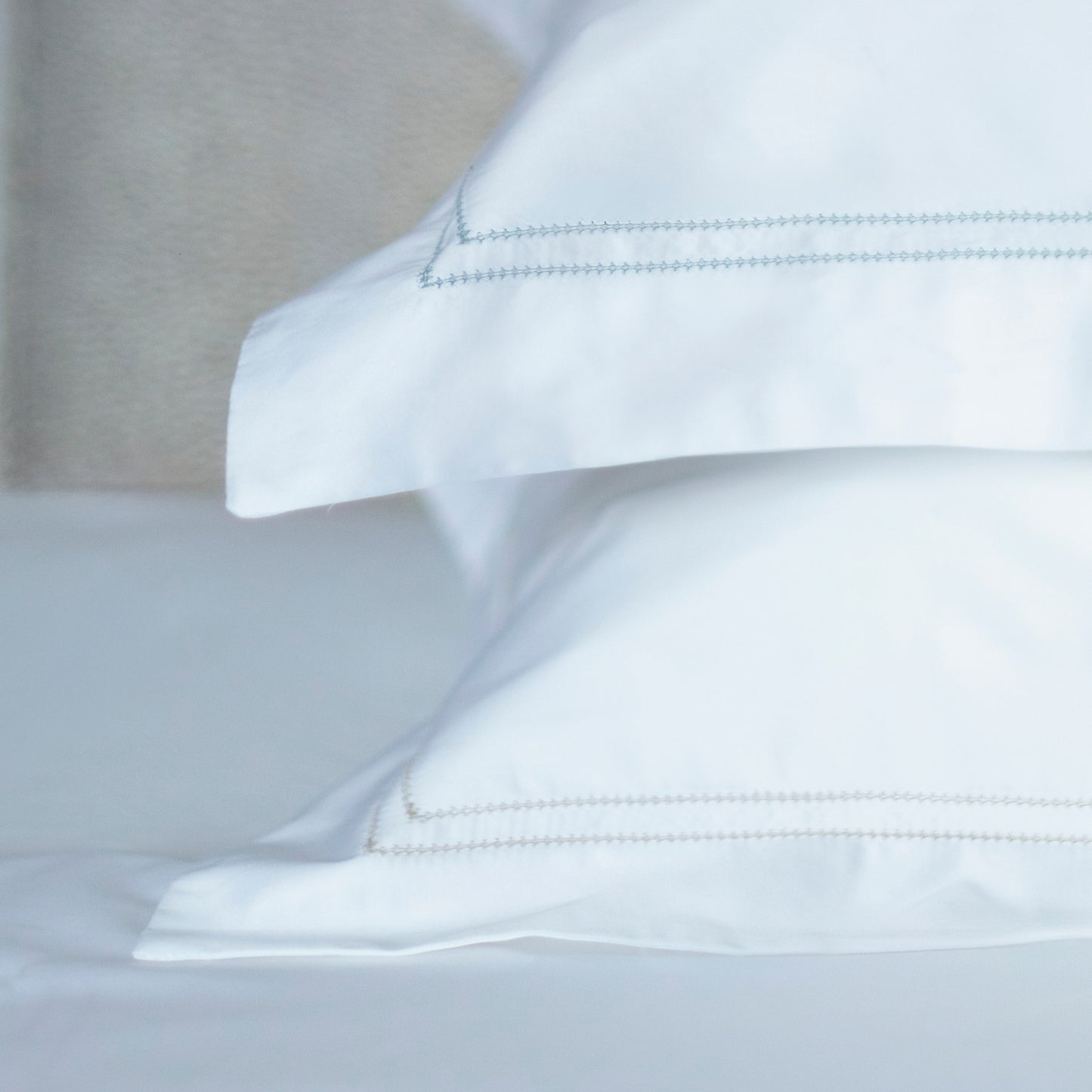 The Restoration Collection Double Hemstitch Duvet Cover - Ethereal Blue