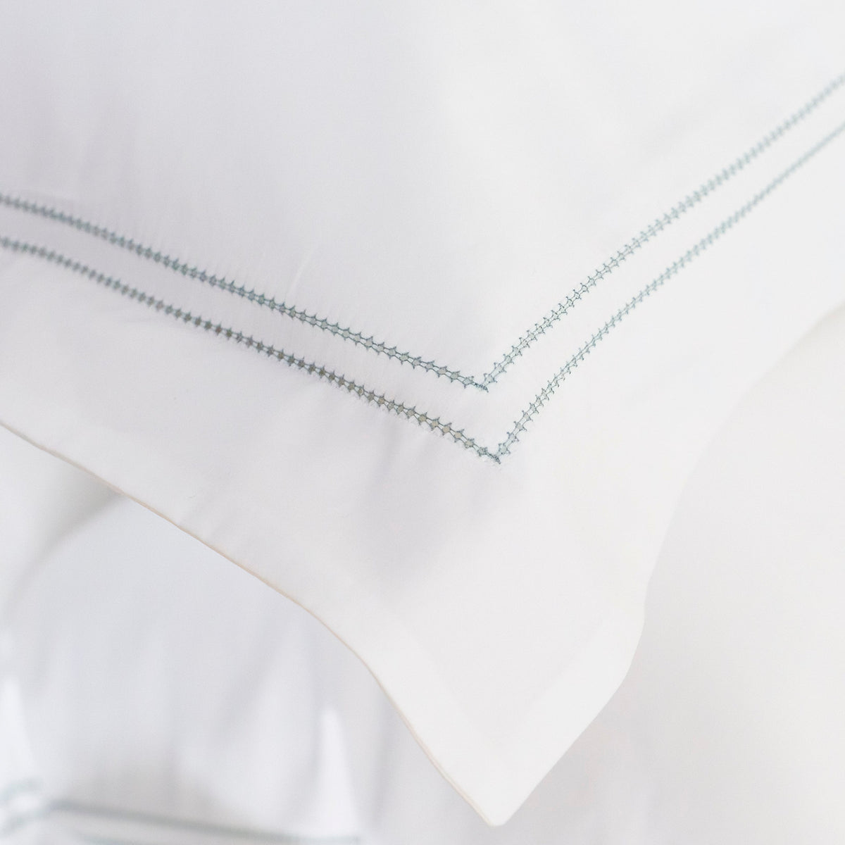 The Restoration Collection Double Hemstitch Duvet Cover - Ethereal Blue - London and Avalon