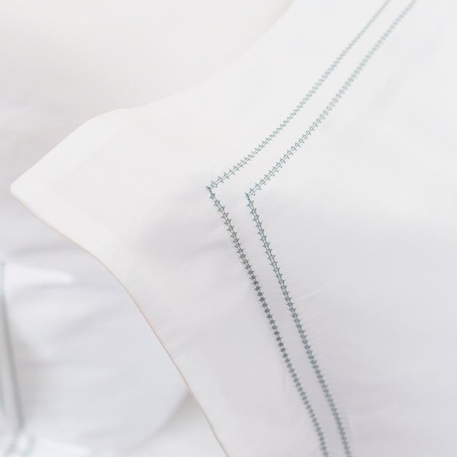 The Restoration Collection Double Hemstitch Duvet Cover - Ethereal Blue