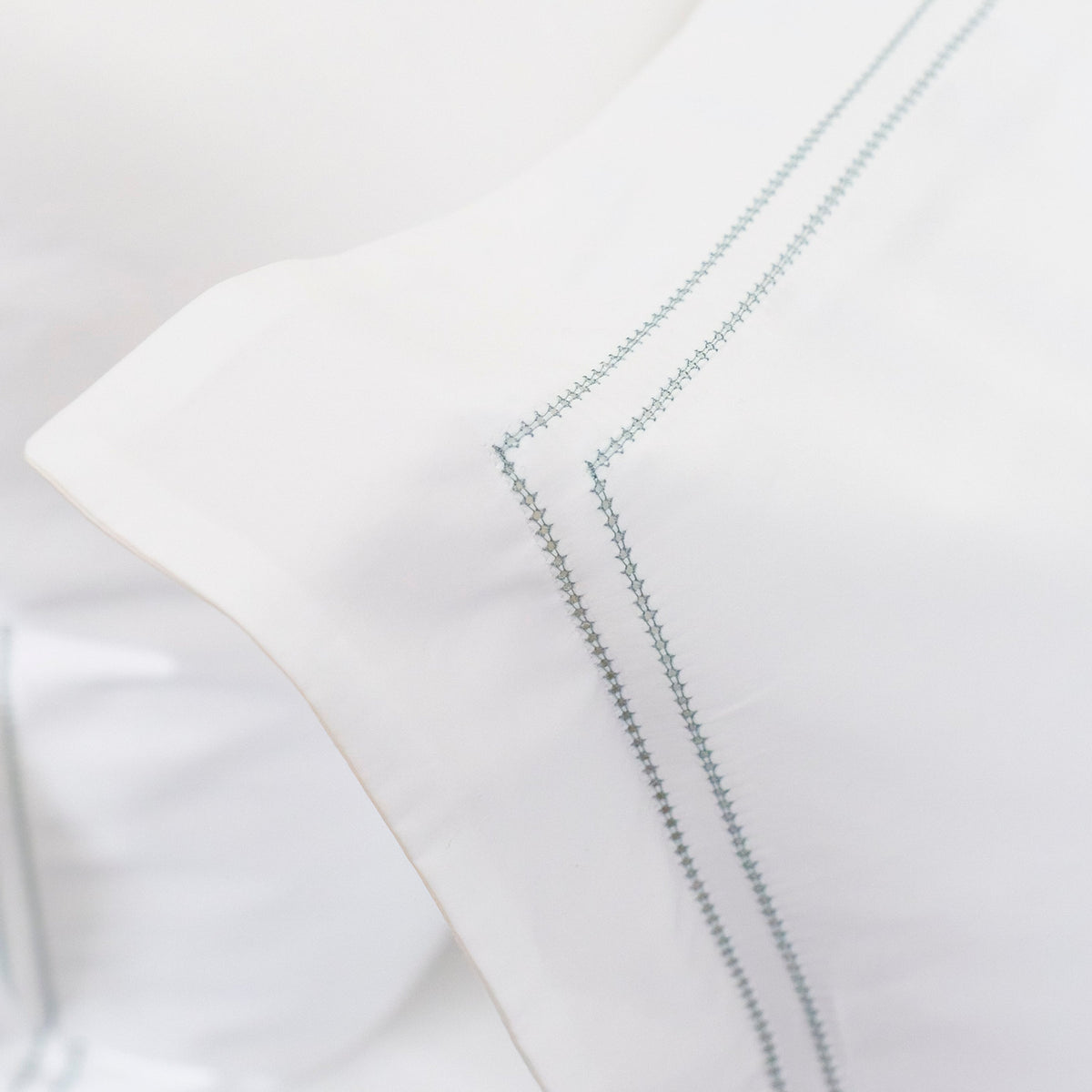 The Restoration Collection Double Hemstitch Oxford Pillowcase - Ethereal Blue - London and Avalon