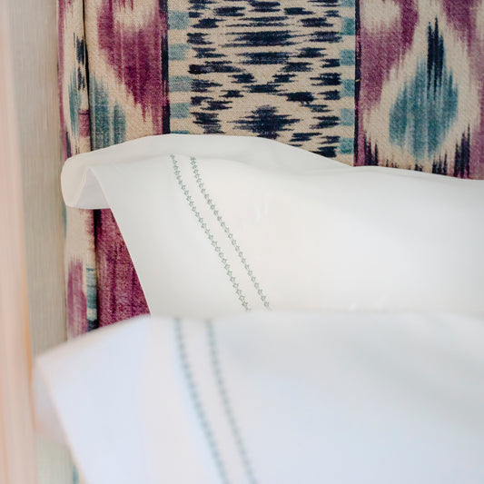 The Restoration Collection Double Hemstitch Duvet Cover - Ethereal Blue