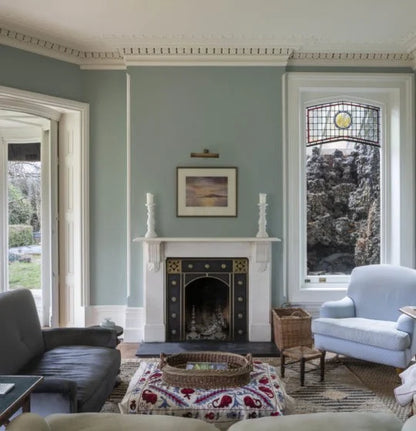 The Restoration Collection Double Hemstitch Duvet Cover - Ethereal Blue