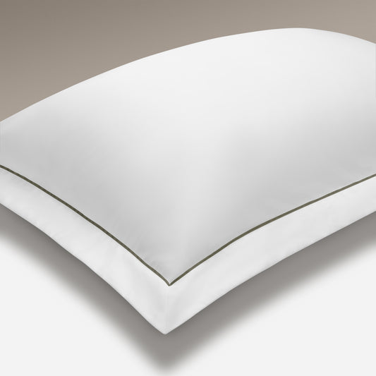 Heritage Oxford Pillowcase- White With Canopy Green Trim