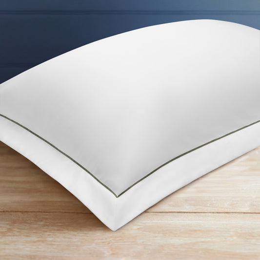 Heritage Collection Signature Style Oxford Pillowcase - White With Canopy Green Trim