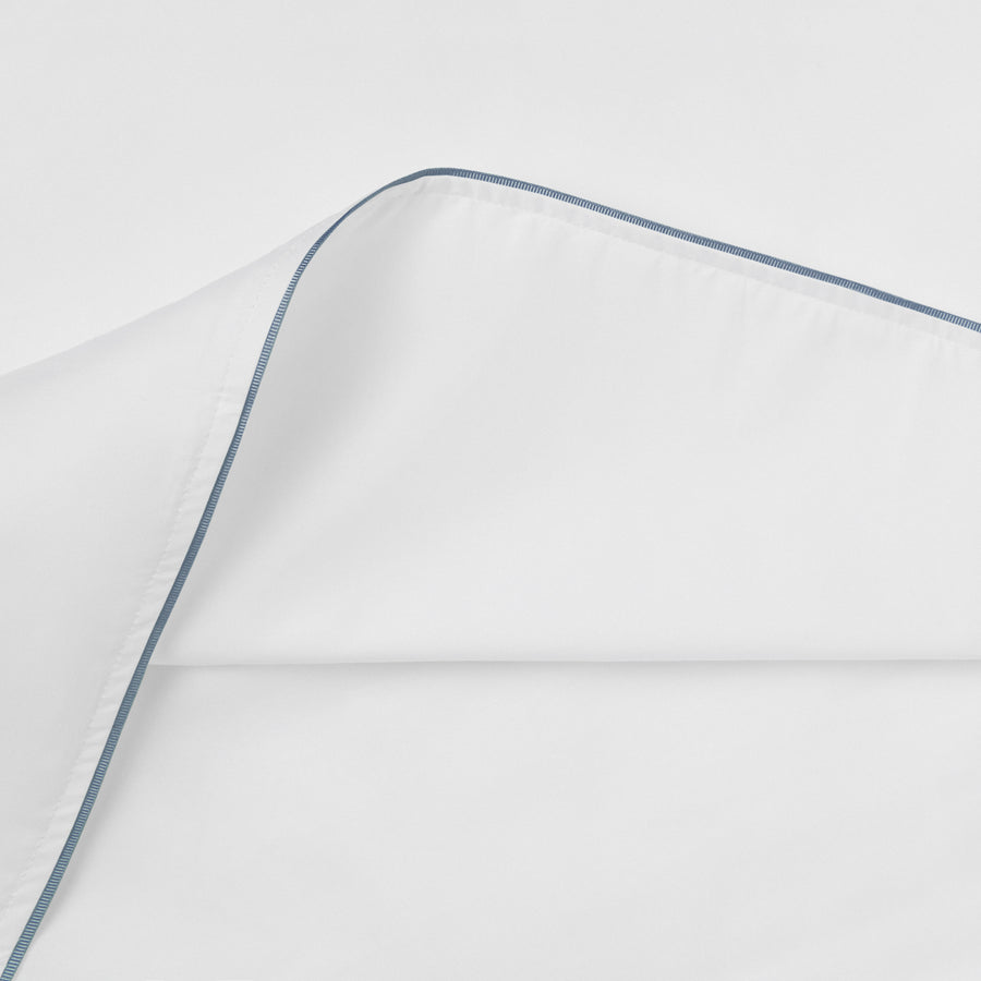 Island Collection Signature Style Duvet Cover - White With Boston Blue Trim