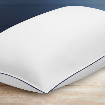 Island Collection Signature Style Pillowcase - White With Navy Trim