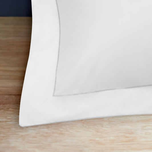 Island Collection Signature Style Oxford Pillowcase - White With Silver Trim