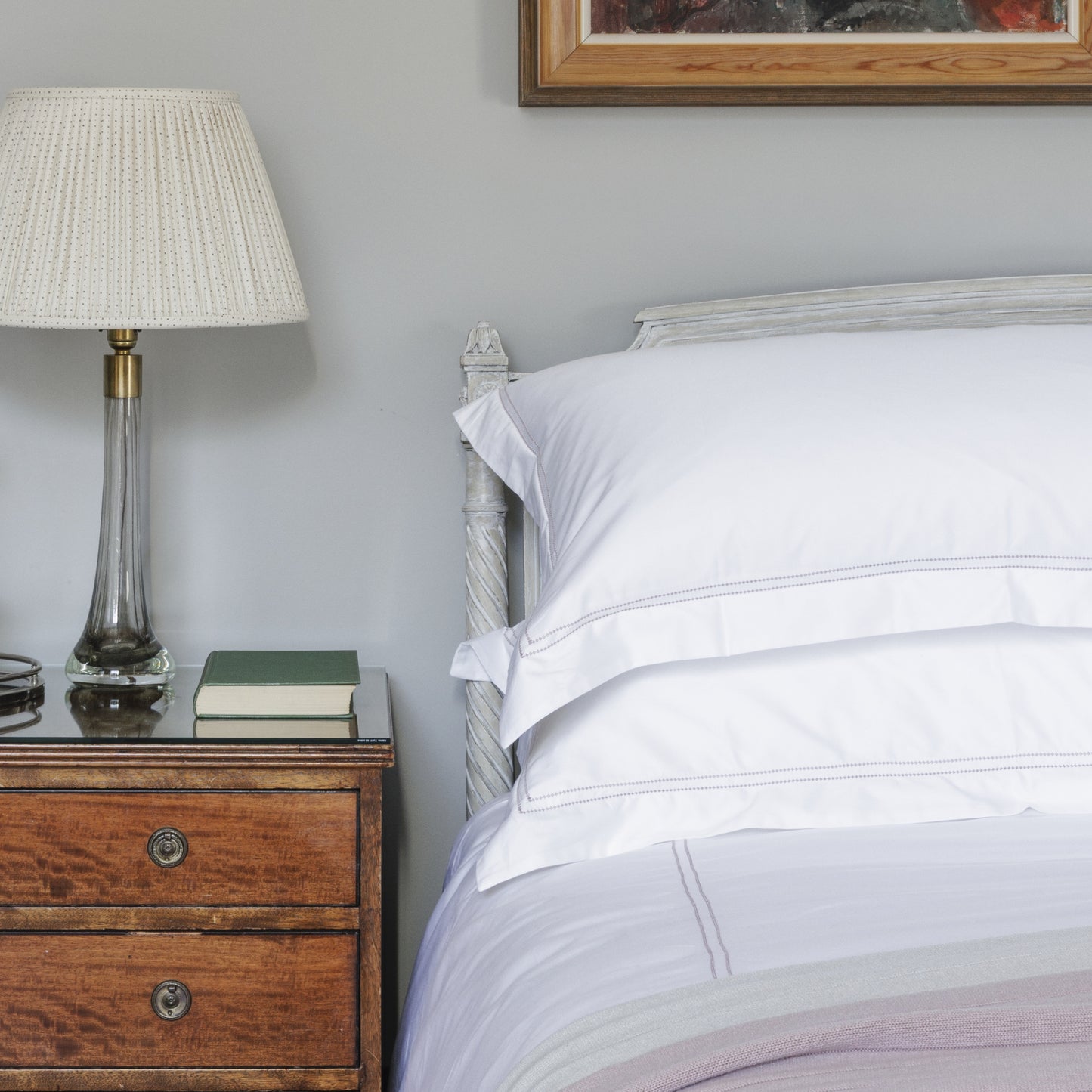 The Restoration Collection Double Hemstitch Duvet Cover - Jonquil Pink