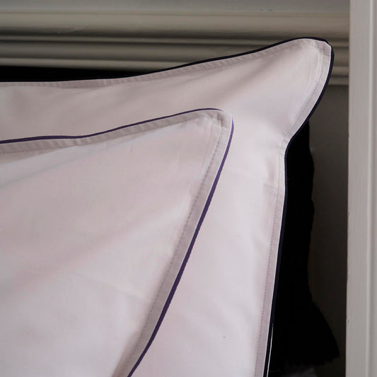 Organic TC300 Pillowcase - Silver with Plum Trim - London and Avalon