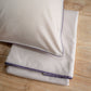Organic TC300 Duvet Cover - Silver with Plum Trim - London and Avalon