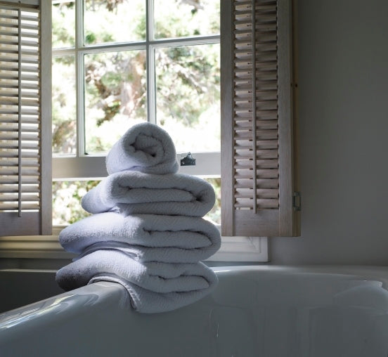 White Herringbone Organic Hand Towel - Josephine Home