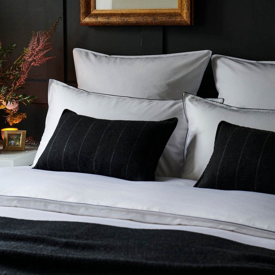 'Classic' Housewife Pillowcase – White with Grosgrain Trim - Josephine Home