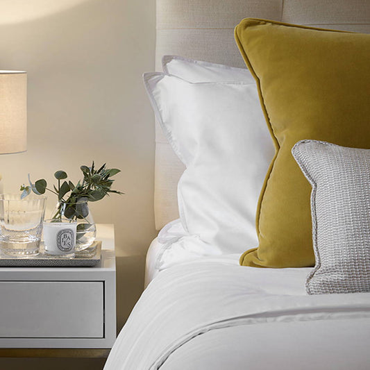 100% Egyptian Cotton Island Housewife Pillowcase Whisper White Trim - London and Avalon